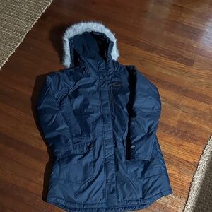 Women’s Columbia Navy Blue Parka with Faux Fur Hood